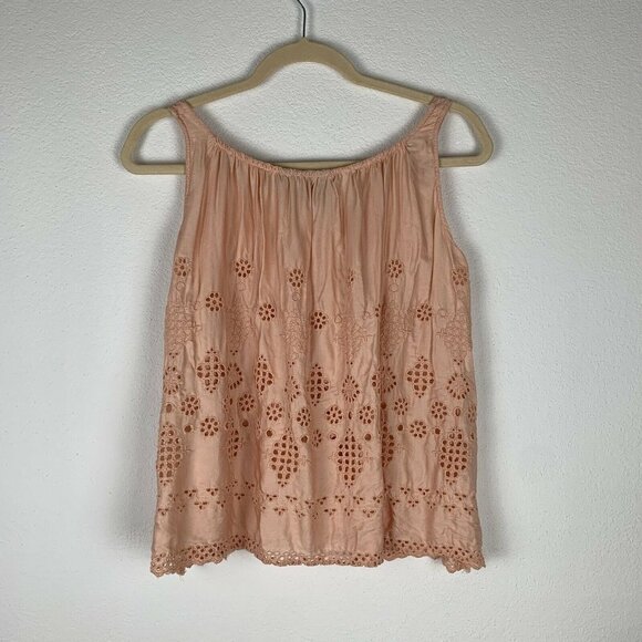 Vanessa Virginia Anthropologie Women's 0 Pink Eyelet Sleeveless Tank Top Blouse - Picture 6 of 6
